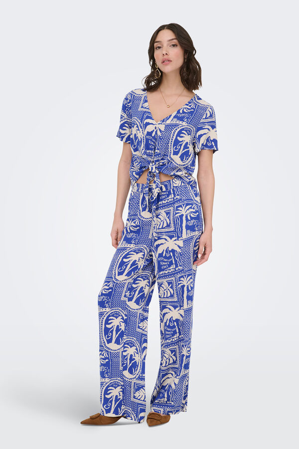 JDY Pantal&oacute;n largo ancho azul