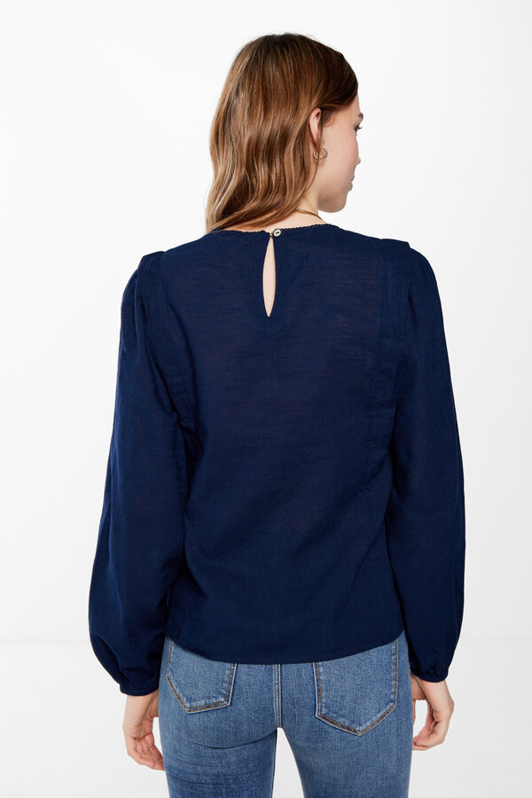 Springfield Embroidered chest blouse blue