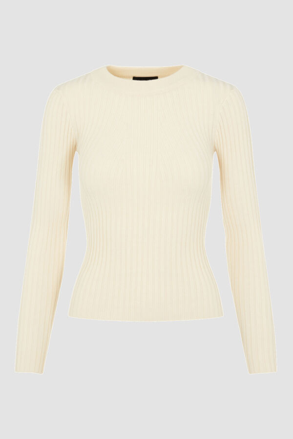 Springfield Basic jersey-knit jumper with ribbed construction and round neck. Long sleeves. brown