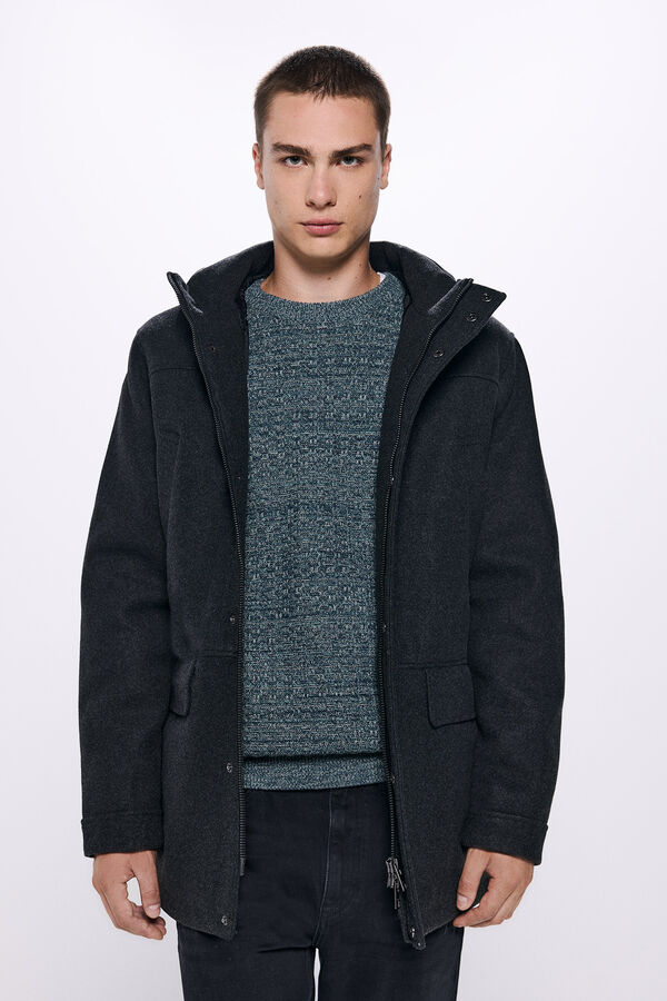 Springfield Hooded faux wool parka grey