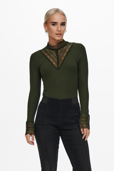 Springfield High neck lace top green