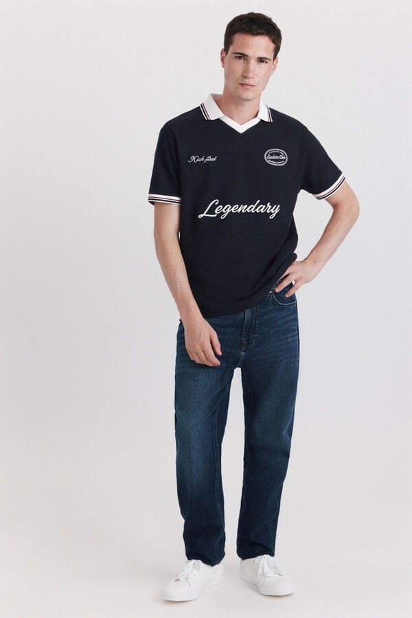 Springfield Contrast regular fit sports polo shirt blue