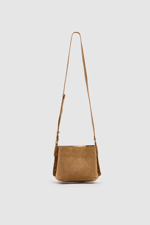 Inside Faux leather crossbody bag brown
