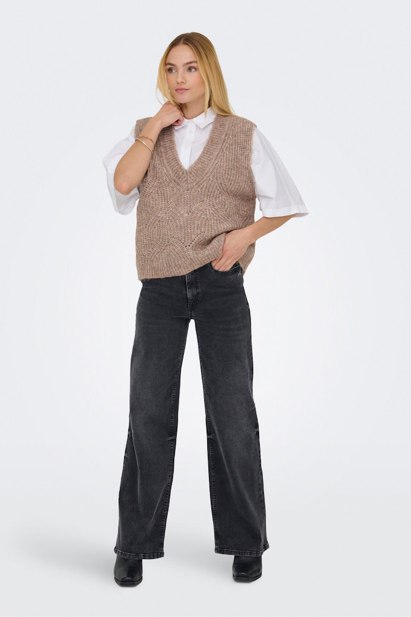 Only Chaleco estructura cuello pico