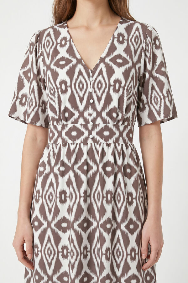Pieces Printed short sleeve midi dress white