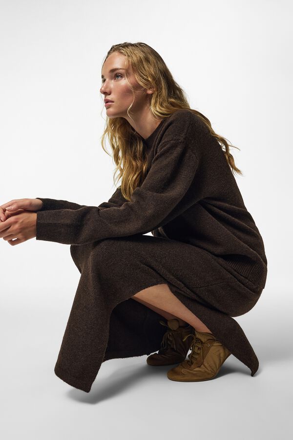 Pieces Knit long skirt brown