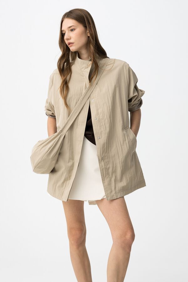 Tiffosi Casaco com gola alta oversize castanho