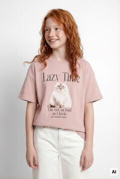 Springfield Kids Camiseta manga corta gato ni&ntilde;a