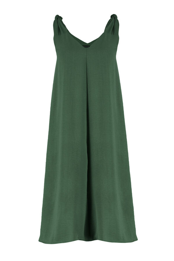 Trendyol Vestido midi escote en pico kaki