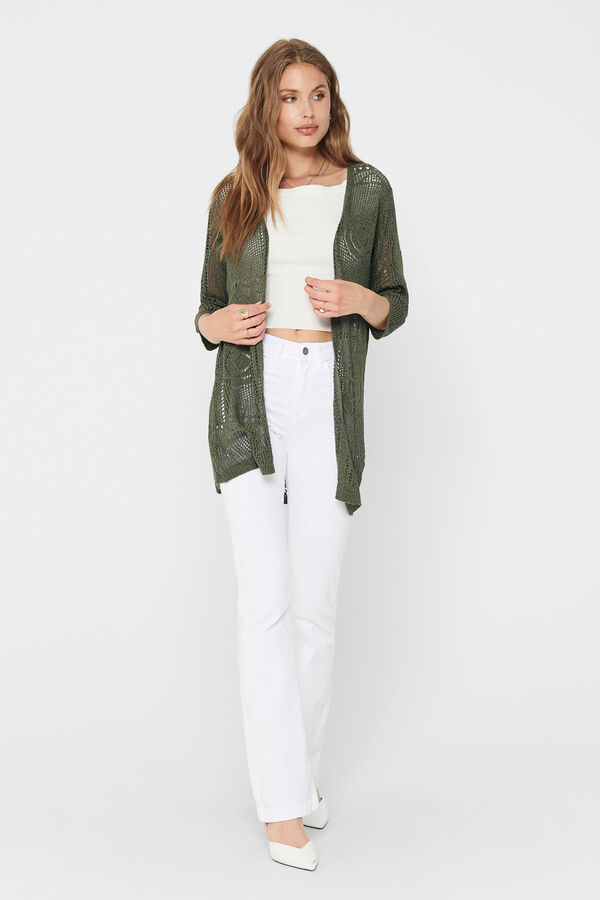JDY Openwork knit cardigan green
