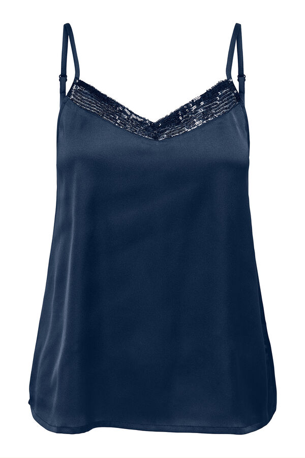 JDY Top tirantes lentejuelas azul