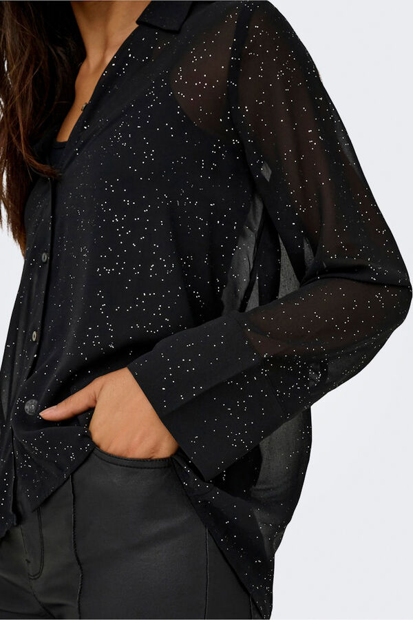 Only Camisa de chiffon com glitter preto