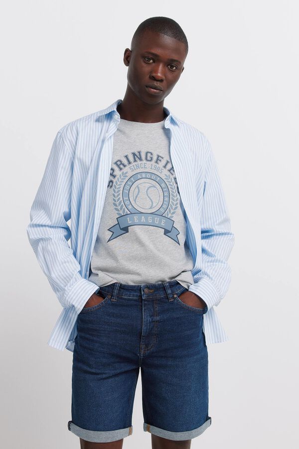 Springfield Denim lightweight slim fit Bermuda shorts blue