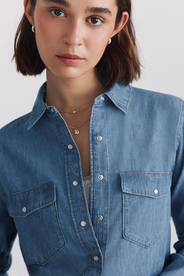 Springfield Denim basic shirt blue