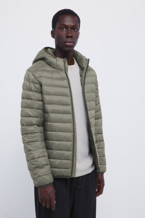 Springfield Hooded puffer jacket green