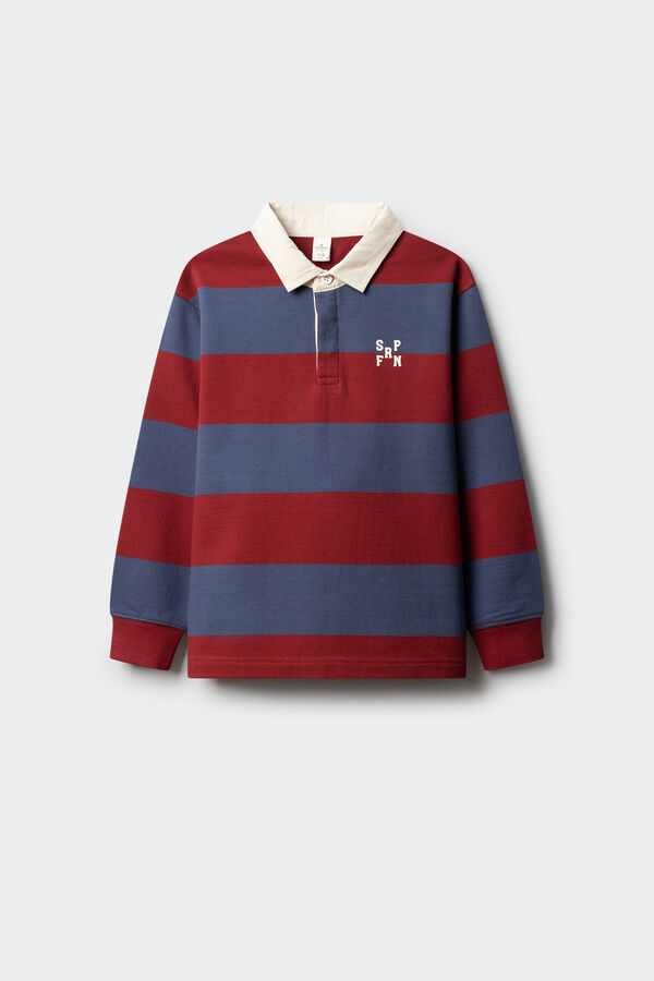 Springfield Kids Prugasta ragbi majica polo za dečake Crvena