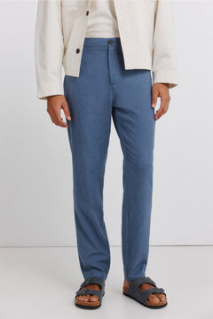 Springfield Structured linen comfort slim fit trousers
