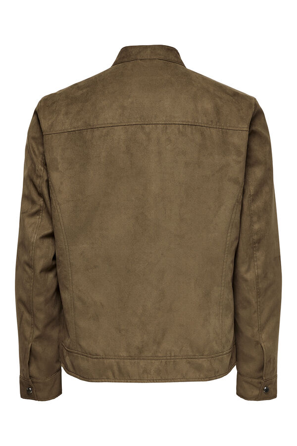 Springfield Faux leather biker jacket brown