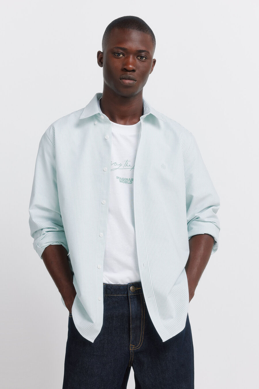 Camisa oxford rayas wrinkle free