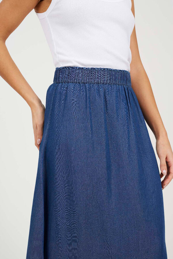 Brave Soul Saia midi com cintura el&aacute;stica azul