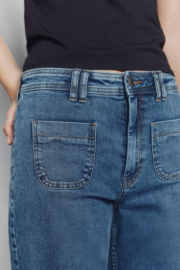 Springfield Super wide high-waisted jeans blue