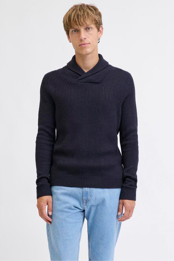 JJ REBEL Cross- neck jersey-knit jumper blue