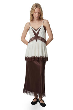 Koton Falda midi satinada encaje