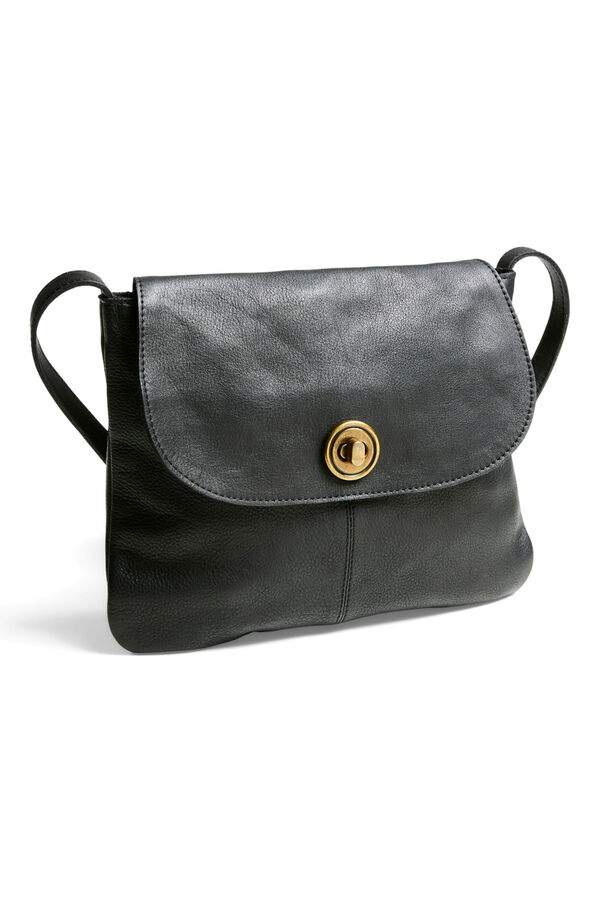 Pieces Umh&auml;ngetasche aus Leder Schwarz