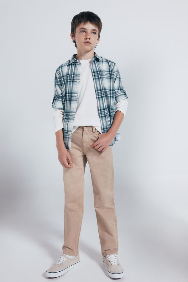 Springfield Kids Calça amarela slim fit de 5 bolsos para meninos bege