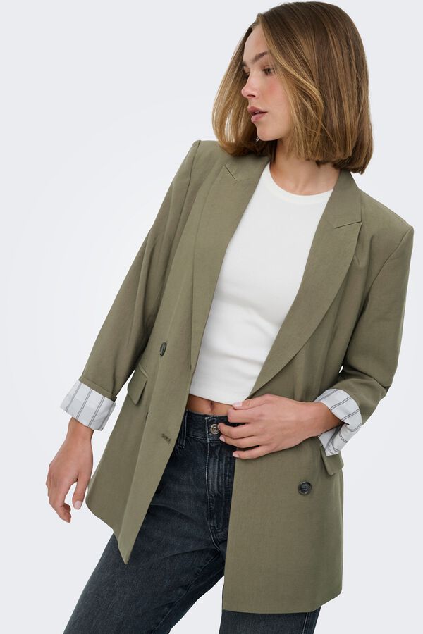 Only Blazer doble botonadura kaki