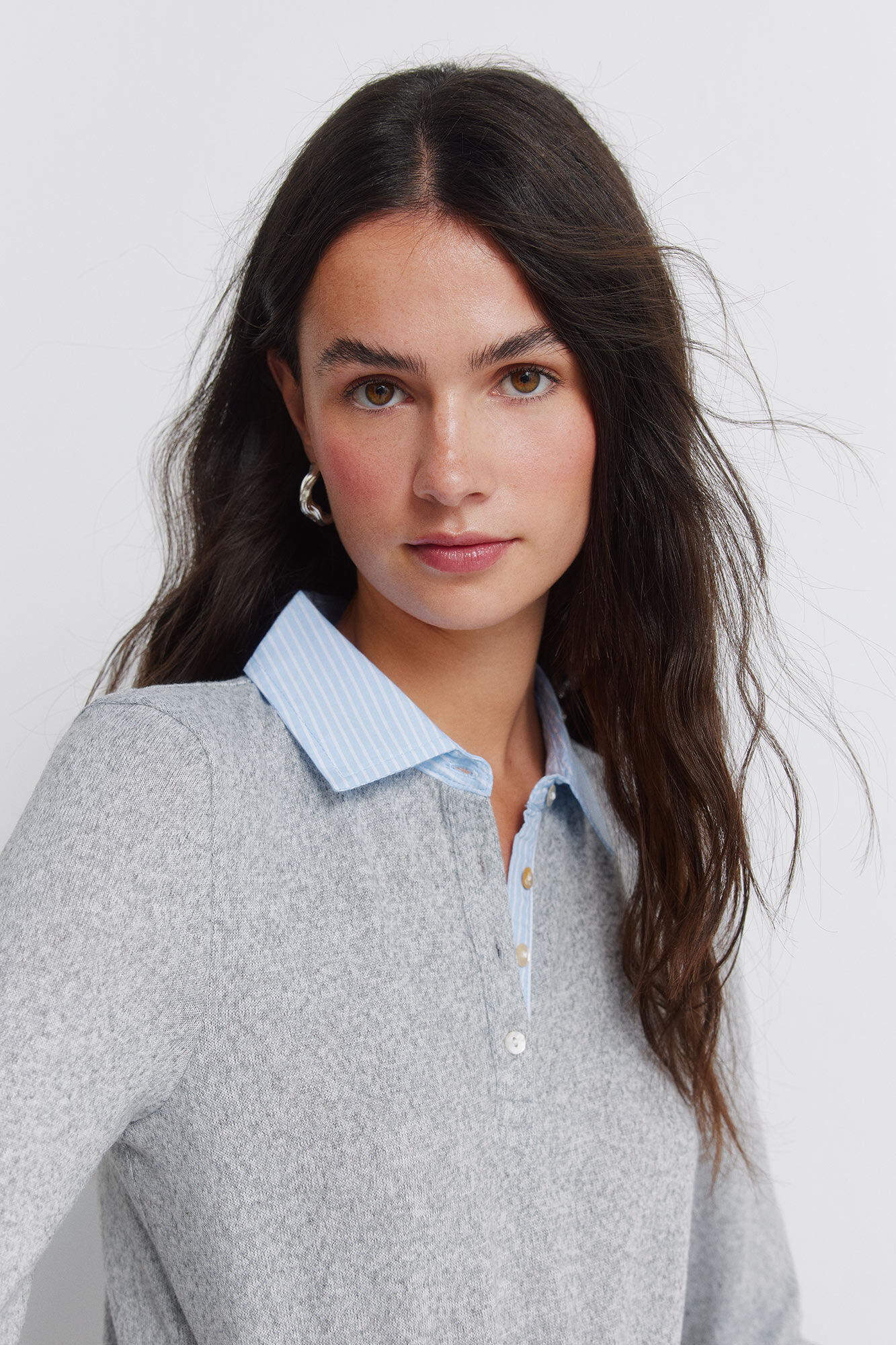 Springfield Long sleeve two-fabric jersey-knit polo shirt