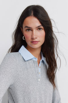 Springfield Dvomaterijalna pletena polo majica dugih rukava