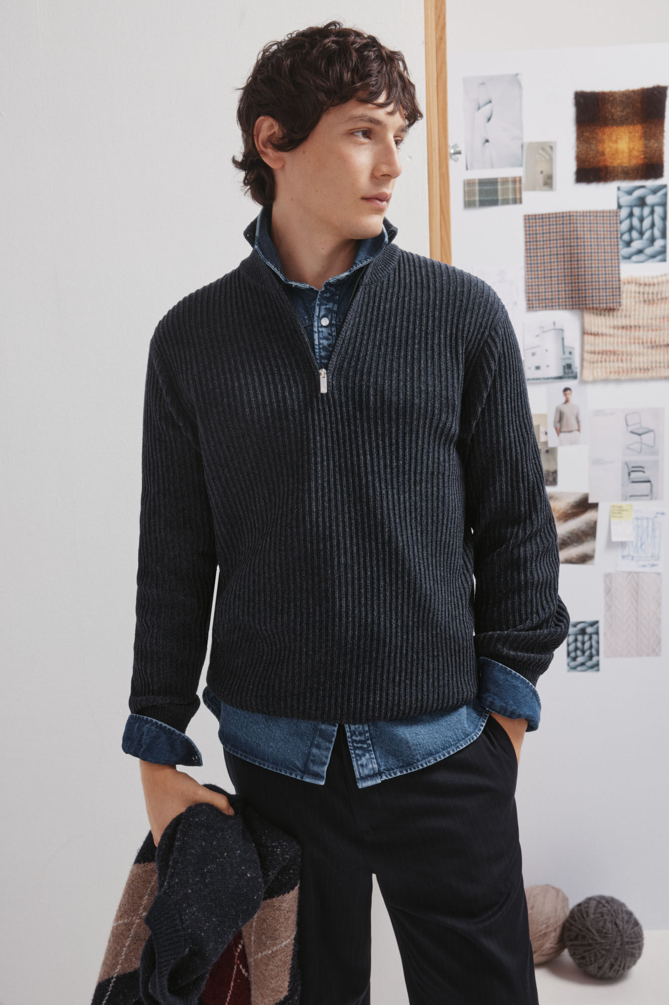 Springfield Ribbed zip fastening jumper