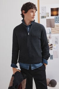 Springfield Camisola canelado com fecho-éclair