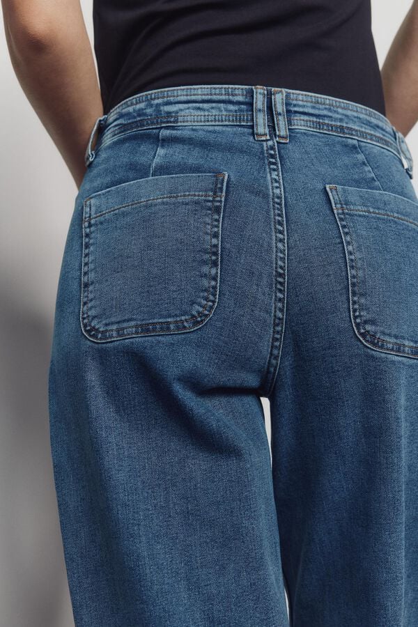 Springfield Super wide high-waisted jeans blue