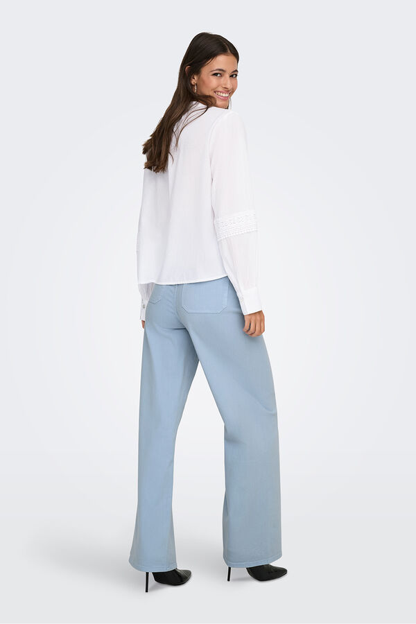 JDY Long sleeve embroidered blouse white