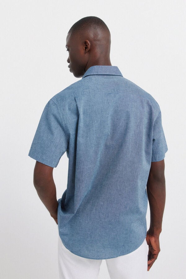 Springfield Linen short sleeve shirt blue