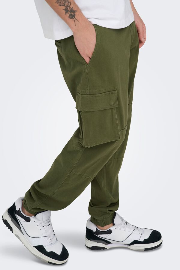 Only & Sons Pantal&oacute;n largo cargo verde