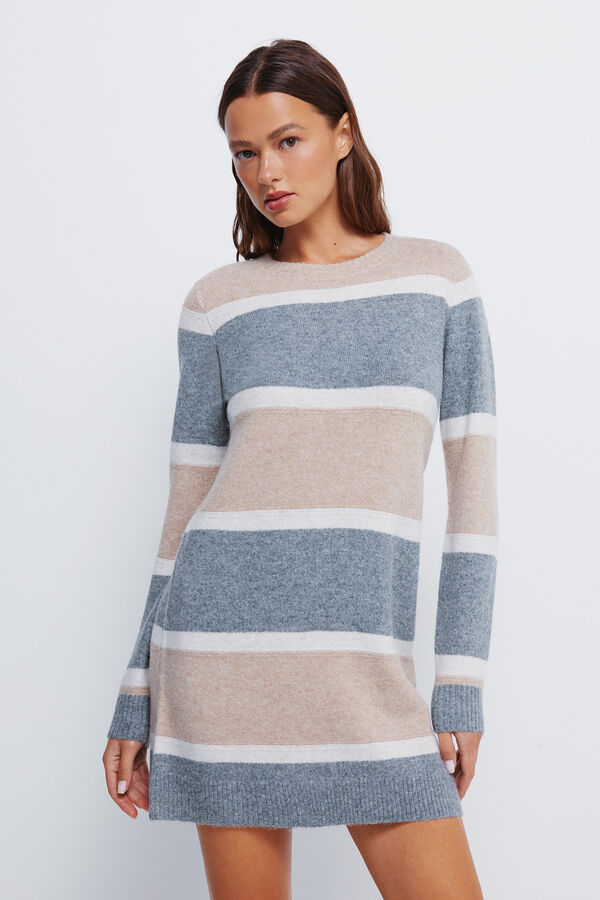 Springfield Short color block jersey-knit dress  nude