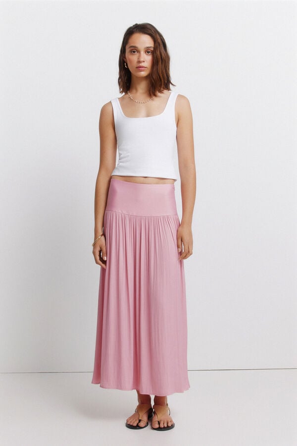 Springfield Pleated midi skirt pink