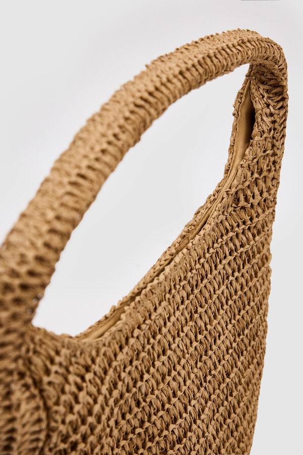 Inside Rafia shoulder bag nude