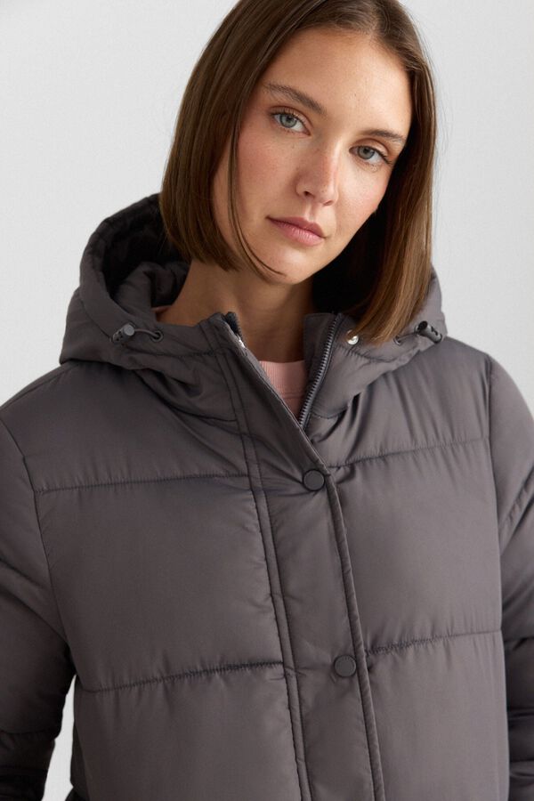 Springfield Puffer short jacket with hood grey
