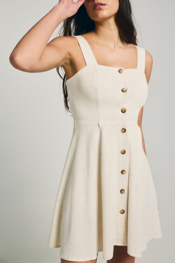 Only Vestido corto de lino beige