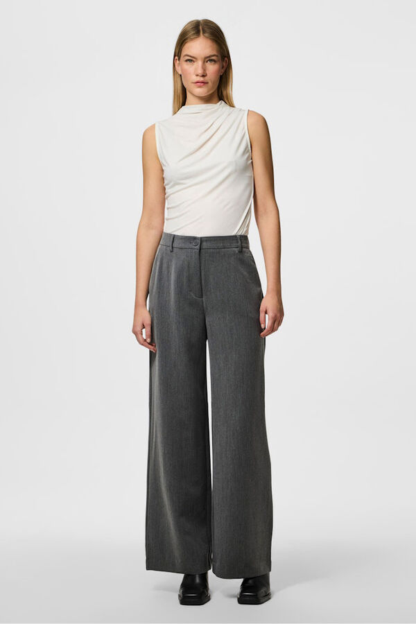 Pieces Pantal&oacute;n traje wide gris