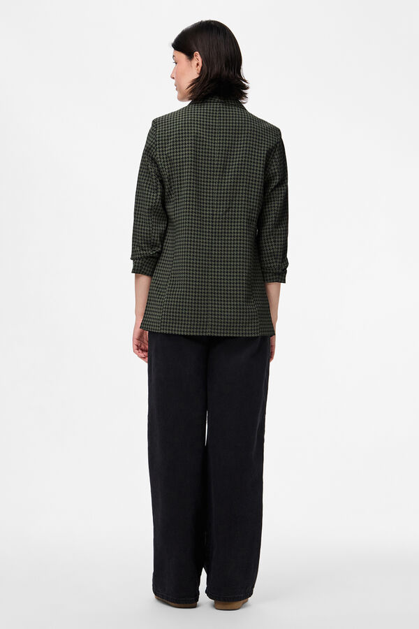 Pieces Printed three-quarter sleeve blazer green