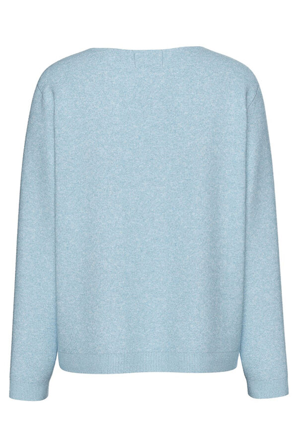 Pieces Einfacher V-Ausschnitt-Pullover Blau