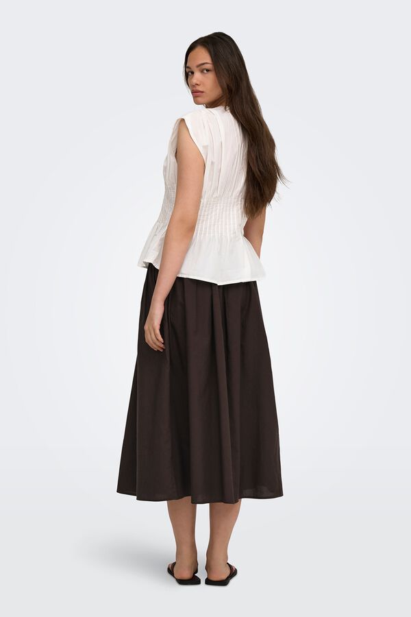 Only Pleated long skirt brown