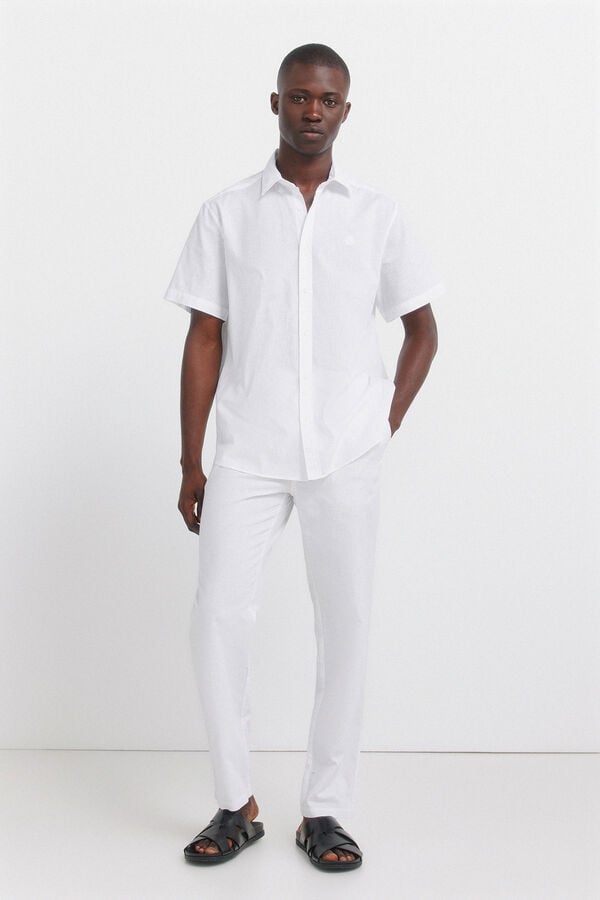 Springfield Linen short sleeve shirt white