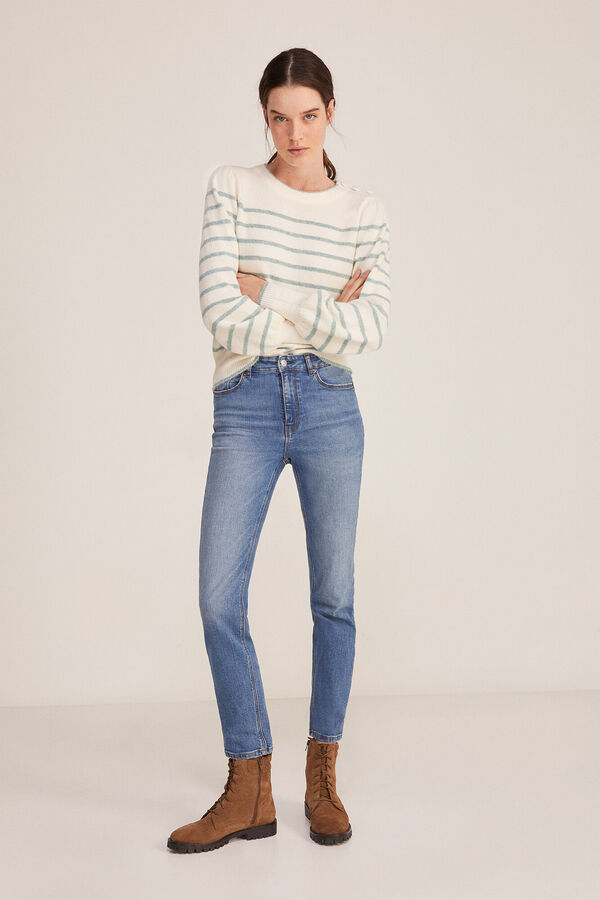 Springfield Striped jumper with shoulder buttons smeđa