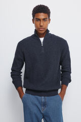 Springfield Ribbed zip fastening jumper blue